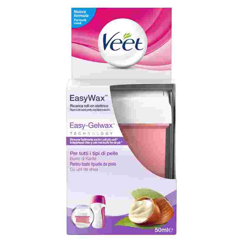 Veet easy wax ricarica cera roll on gambe e braccia, 50 ml