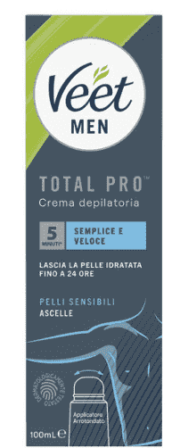 Veet Men crema depilatoria uomo ascelle pelli sensibili, 100 ml