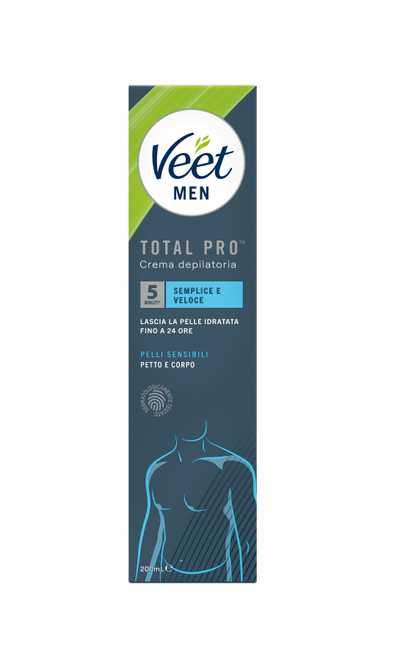 Veet Men crema depilatoria uomo pelli sensibili, 200 ml