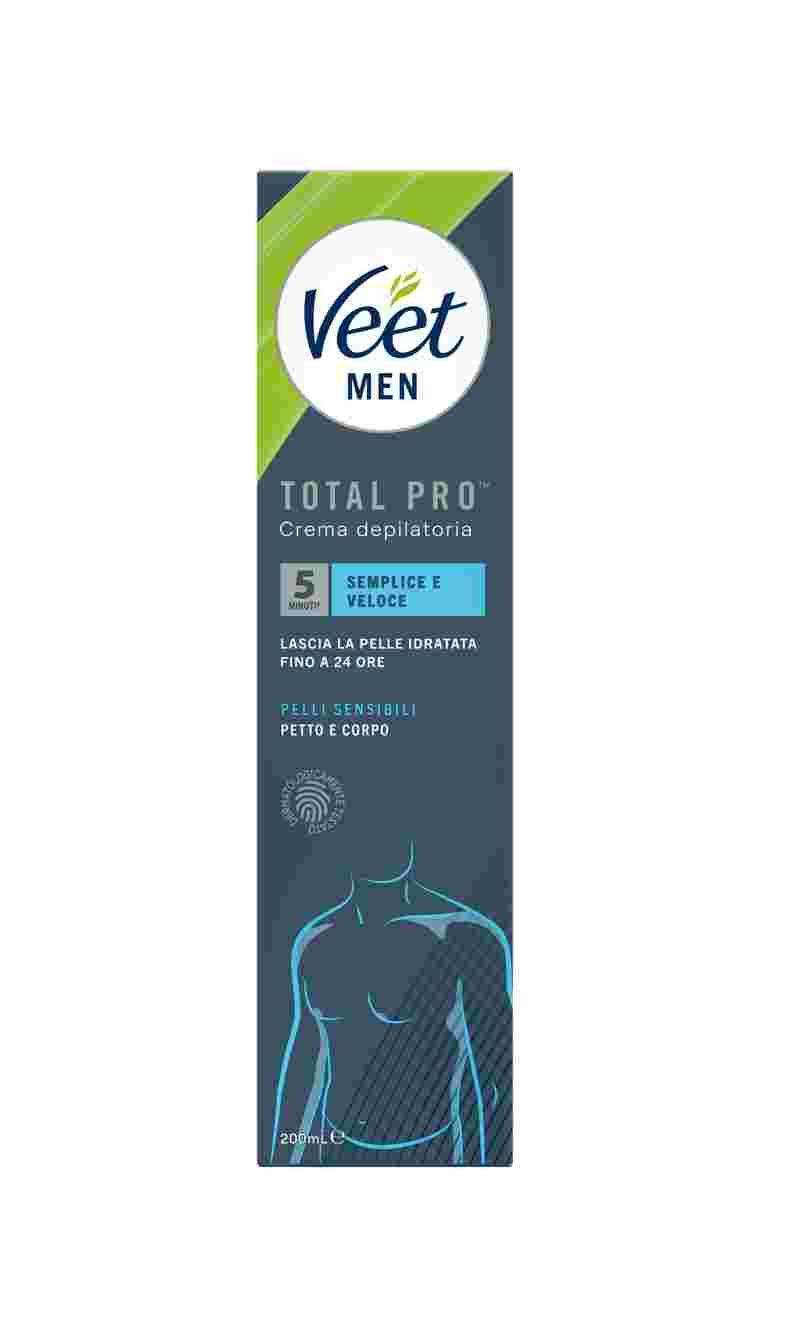 Veet Men crema depilatoria uomo pelli sensibili, 200 ml