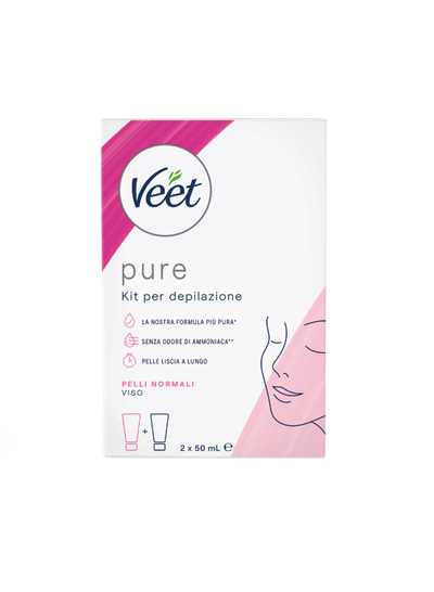 Veet Pure crema depilatoria viso pelli normali, 2 x 50 ml