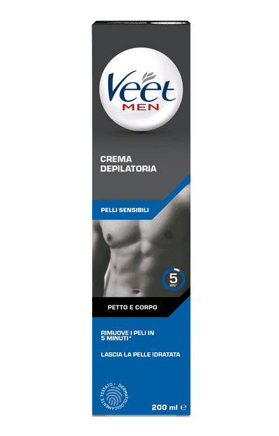 Veet Men crema depilatoria pelli sensibili silk & fresh technology, 200 ml