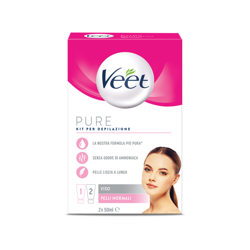 Veet Pure kit depilazione crema viso, 2 x 50 ml